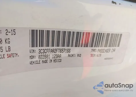 2015 Fiat 500 Pop from USA, damaged, VIN 3C3CFFAR2FT657166